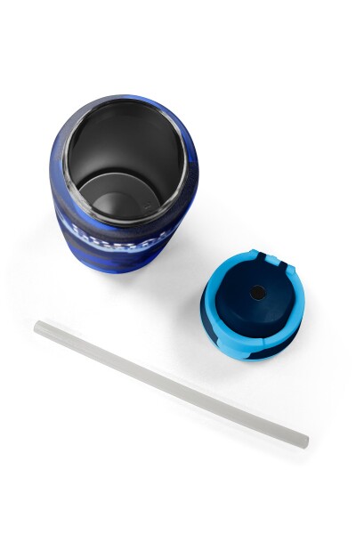 Coral High Lacivert Saks Kamuflaj Desenli Pipetli ve Direkt İçim Çelik Termos 800 ml 38549 - 8