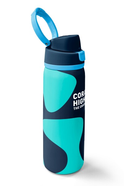 Coral High Lacivert Turkuaz Desenli Pipetli ve Direkt İçim Çelik Termos 800 ml 38546 - 2