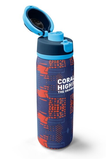 Coral High Lacivert Turuncu Çizgi Desenli Pipetli ve Direkt İçim Çelik Termos 800 ml 38567 - 3