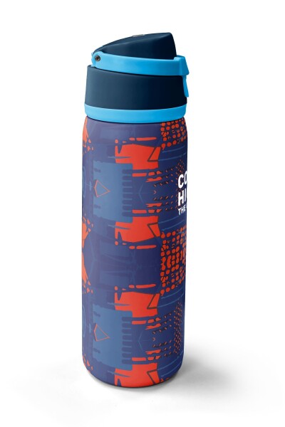 Coral High Lacivert Turuncu Çizgi Desenli Pipetli ve Direkt İçim Çelik Termos 800 ml 38567 - 4