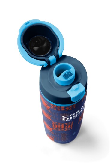 Coral High Lacivert Turuncu Çizgi Desenli Pipetli ve Direkt İçim Çelik Termos 800 ml 38567 - 7