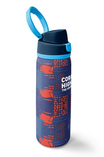 Coral High Lacivert Turuncu Çizgi Desenli Pipetli ve Direkt İçim Çelik Termos 800 ml 38567 - 2