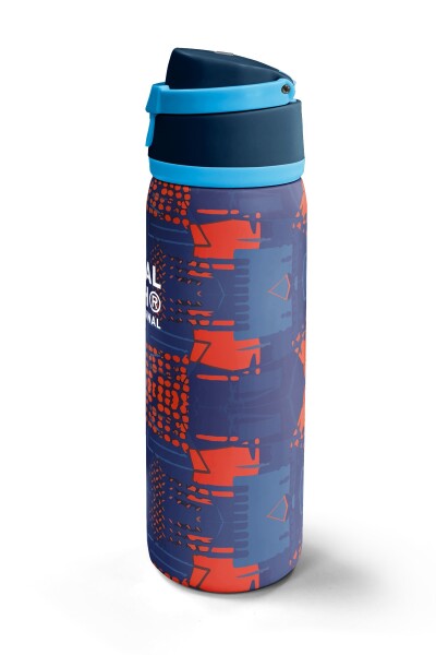Coral High Lacivert Turuncu Çizgi Desenli Pipetli ve Direkt İçim Çelik Termos 800 ml 38567 - 5