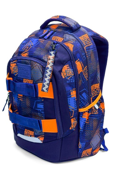 Coral High Lacivert Turuncu Renk Desenli Okul Sırt Çantası 24439 - 2