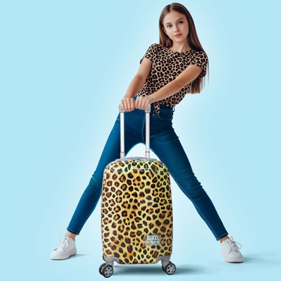 Coral High Leopar Desenli Kabin Boy Valiz (50cm) 16550 - Coral High