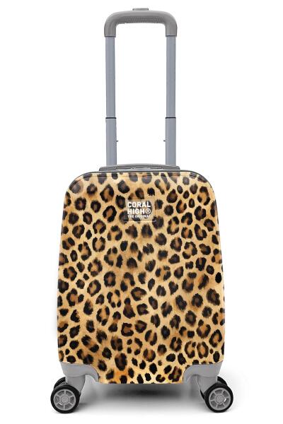 Coral High Leopar Desenli Mini Kabin Boy Valiz (40cm) 16789 - 1
