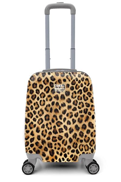 Coral High Leopar Desenli Mini Kabin Boy Valiz (40cm) 16789 - 6