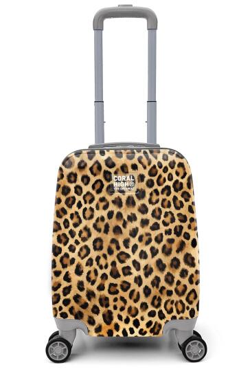 Coral High Leopar Desenli Mini Kabin Boy Valiz (40cm) 16789 - 6