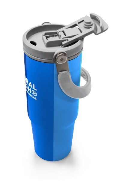 Coral High Mavi Çizgili Desenli Pipetli ve Direkt İçim Çelik Termos 900 ml 38748 - 3