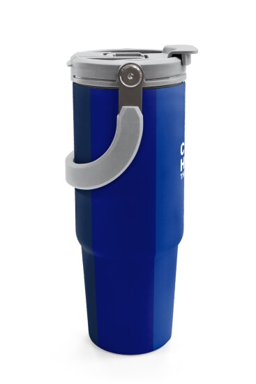 Coral High Mavi Çizgili Desenli Pipetli ve Direkt İçim Çelik Termos 900 ml 38748 - 6