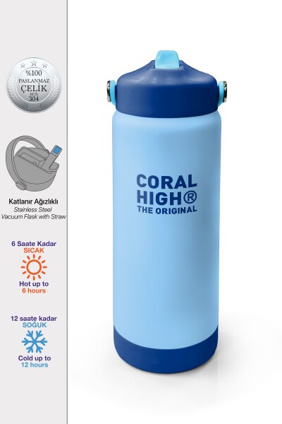 Coral High Mavi Katlanır Ağızlıklı Çelik Termos 650 ml 38399 - 1