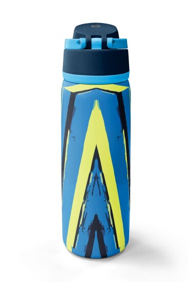 Coral High Mavi Lacivert Desenli Pipetli ve Direkt İçim Çelik Termos 800 ml 38582 - 6