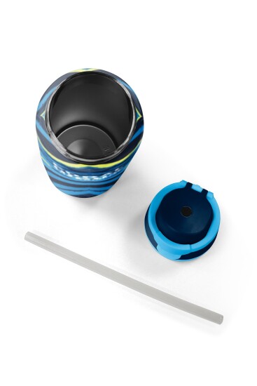 Coral High Mavi Lacivert Desenli Pipetli ve Direkt İçim Çelik Termos 800 ml 38582 - 8