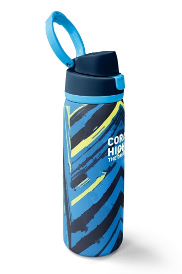 Coral High Mavi Lacivert Desenli Pipetli ve Direkt İçim Çelik Termos 800 ml 38582 - 2