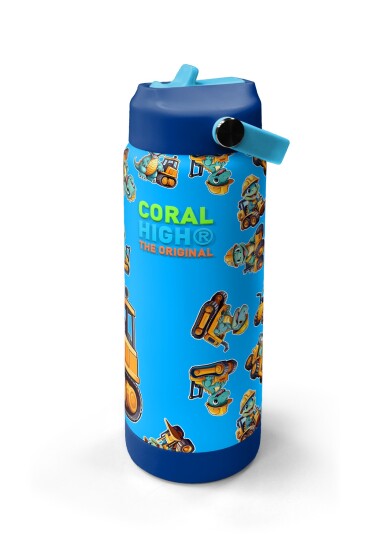 Coral High Mavi Turuncu Dinozor Desenli Katlanır Ağızlıklı Çelik Termos 650 ml 38396 - 4