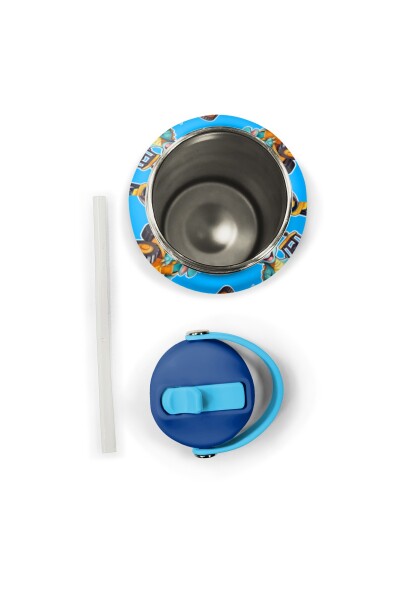 Coral High Mavi Turuncu Dinozor Desenli Katlanır Ağızlıklı Çelik Termos 650 ml 38396 - 6