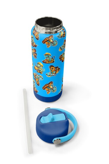 Coral High Mavi Turuncu Dinozor Desenli Katlanır Ağızlıklı Çelik Termos 650 ml 38396 - 5