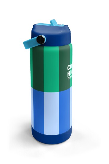 Coral High Mavi Yeşil Çizgi Desenli Katlanır Ağızlıklı Çelik Termos 650 ml 38311 - 3