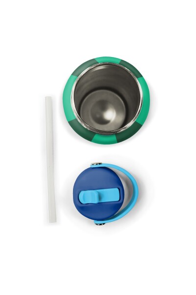 Coral High Mavi Yeşil Çizgi Desenli Katlanır Ağızlıklı Çelik Termos 650 ml 38311 - 6