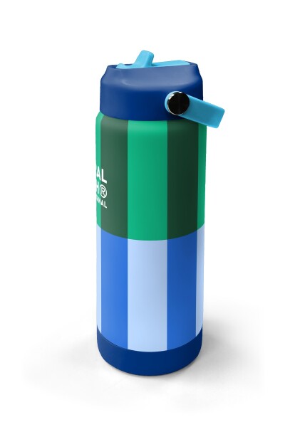 Coral High Mavi Yeşil Çizgi Desenli Katlanır Ağızlıklı Çelik Termos 650 ml 38311 - 4