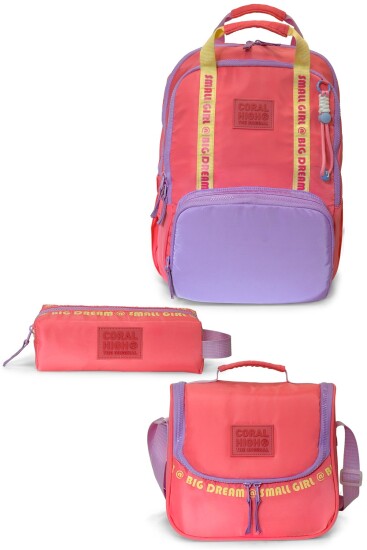 Coral High Mercan Mor 3'lü Okul Çanta Seti SET0124417 - Coral High