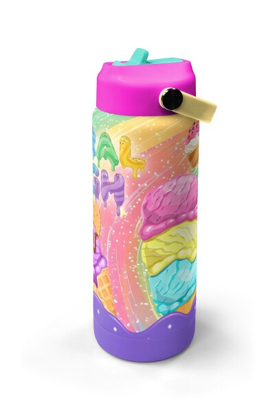 Coral High Milka Dondurma Desenli Katlanır Ağızlıklı Çelik Termos 650 ml 38336 - 4