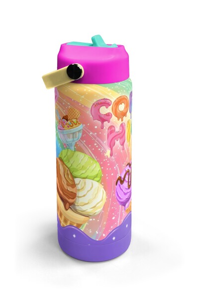 Coral High Milka Dondurma Desenli Katlanır Ağızlıklı Çelik Termos 650 ml 38336 - 3