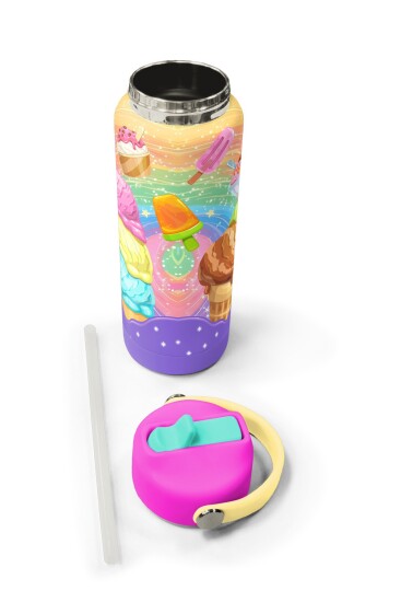 Coral High Milka Dondurma Desenli Katlanır Ağızlıklı Çelik Termos 650 ml 38336 - 6