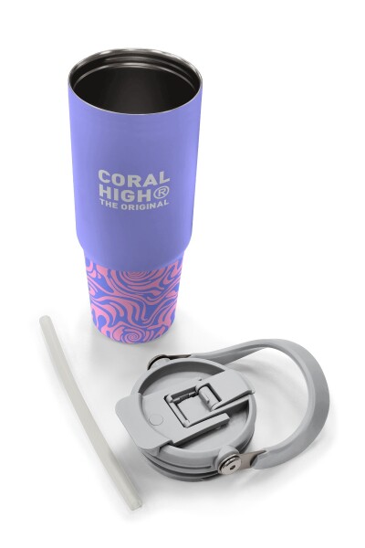 Coral High Milka Geometrik Desenli Pipetli ve Direkt İçim Çelik Termos 900 ml 38704 - 8