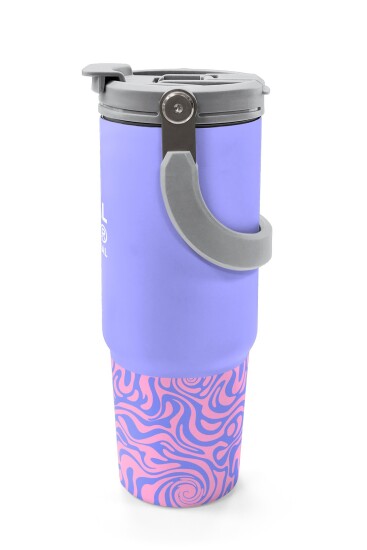 Coral High Milka Geometrik Desenli Pipetli ve Direkt İçim Çelik Termos 900 ml 38704 - 5