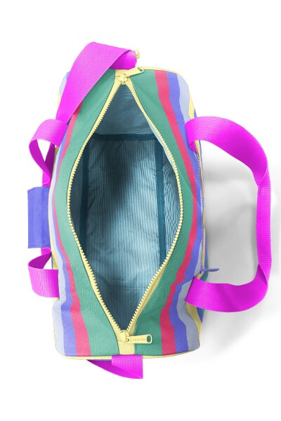 Coral High Milka Gri Sarı Çizgi Desenli Spor Çantası 27543 - 6