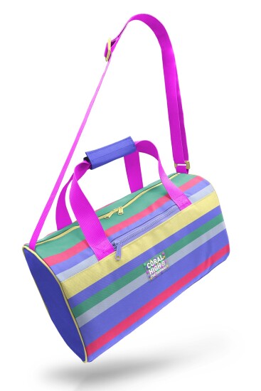 Coral High Milka Gri Sarı Çizgi Desenli Spor Çantası 27543 - 7