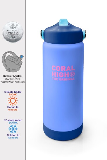 Coral High Milka Pembe Katlanır Ağızlıklı Çelik Termos 650 ml 38346 - 1