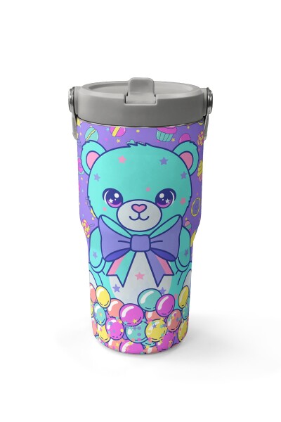 Coral High Milka Şeker Ayıcık Desenli Katlanır Ağızlıklı Çelik Termos 600 ml 38902 - 2