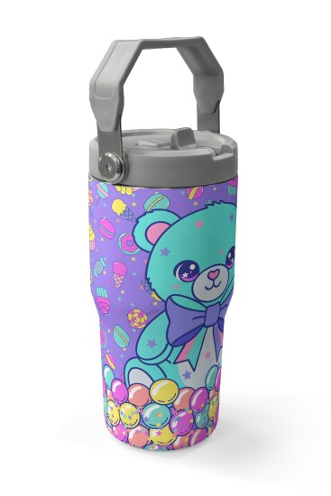 Coral High Milka Şeker Ayıcık Desenli Katlanır Ağızlıklı Çelik Termos 600 ml 38902 - 3