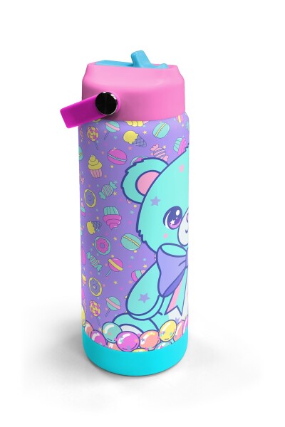 Coral High Milka Şeker Ayıcık Desenli Katlanır Ağızlıklı Çelik Termos 650 ml 38305 - 3
