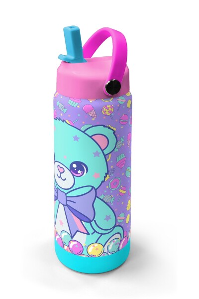 Coral High Milka Şeker Ayıcık Desenli Katlanır Ağızlıklı Çelik Termos 650 ml 38305 - 2