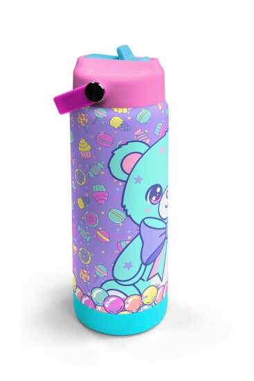 Coral High Milka Şeker Ayıcık Desenli Katlanır Ağızlıklı Çelik Termos 650 ml 38305 - 3