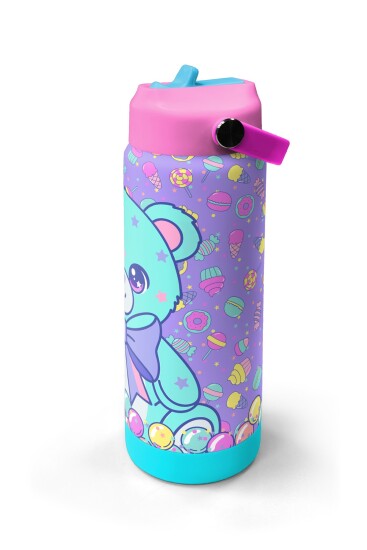 Coral High Milka Şeker Ayıcık Desenli Katlanır Ağızlıklı Çelik Termos 650 ml 38305 - 4