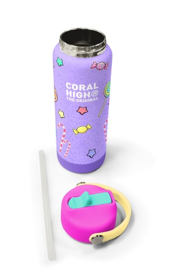 Coral High Milka Su Yeşili Tavşan Desenli Katlanır Ağızlıklı Çelik Termos 650 ml 38337 - 5