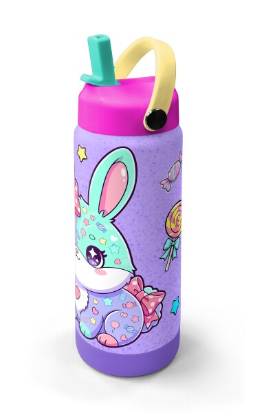 Coral High Milka Su Yeşili Tavşan Desenli Katlanır Ağızlıklı Çelik Termos 650 ml 38337 - 2