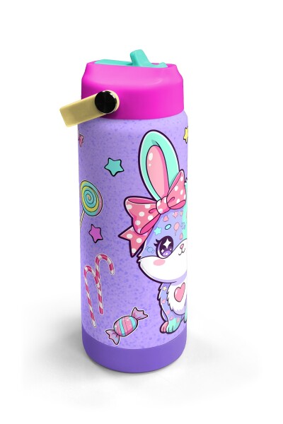 Coral High Milka Su Yeşili Tavşan Desenli Katlanır Ağızlıklı Çelik Termos 650 ml 38337 - 3