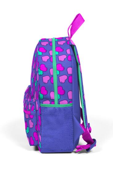 Minik Yuva Sırt Çantası Lavanta Pembe Kalp Desenli İki Bölmeli 23327 - 6
