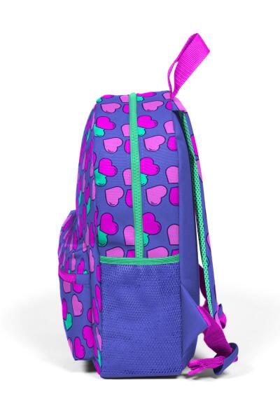 Minik Yuva Sırt Çantası Lavanta Pembe Kalp Desenli İki Bölmeli 23327 - 6