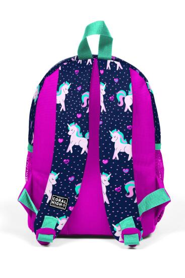 Minik Yuva Sırt Çantası Lacivert Pembe Unicorn Desenli İki Bölmeli 23334 - 4