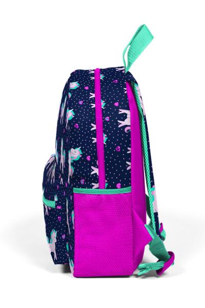 Minik Yuva Sırt Çantası Lacivert Pembe Unicorn Desenli İki Bölmeli 23334 - 6
