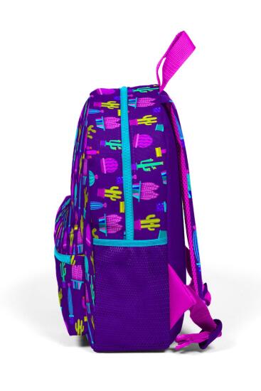 Minik Yuva Sırt Çantası Mor Pembe Kaktüs Desenli İki Bölmeli 23337 - 6