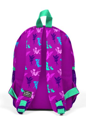 Minik Yuva Sırt Çantası Koyu Pembe Su Yeşili Peri Desenli İki Bölmeli 23338 - 4