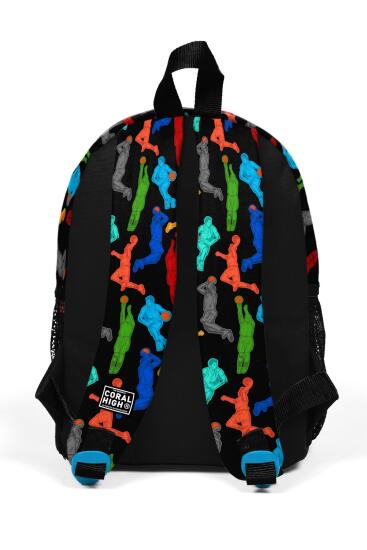 Minik Yuva Sırt Çantası Siyah Basketbol Desenli İki Bölmeli 23345 - 4