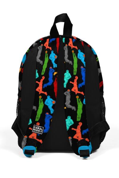 Minik Yuva Sırt Çantası Siyah Basketbol Desenli İki Bölmeli 23345 - 4